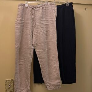 Lot of 2 high quality linen crop pants by Artemesia size large